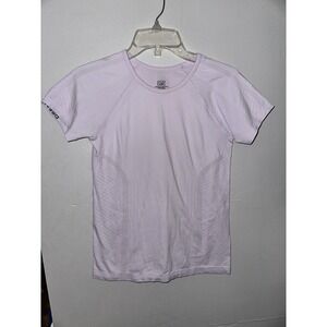 Athleta Girl Y Size XL 14 Baby Pink Power Up Seamless Sport Length Tee Top Nylon